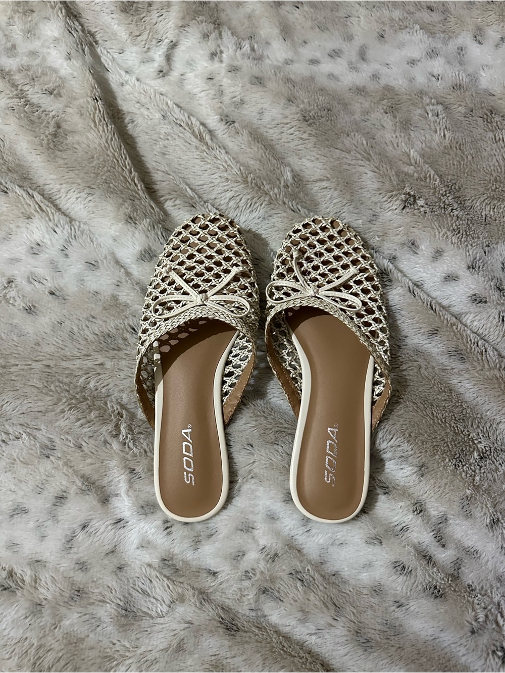 Soda Women's Metallic Champagne Woven Slide Mules